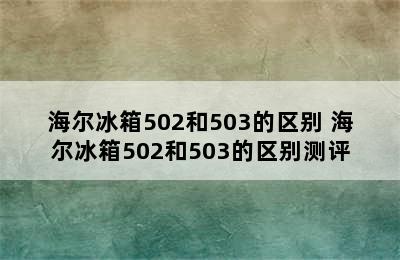 海尔冰箱502和503的区别 海尔冰箱502和503的区别测评